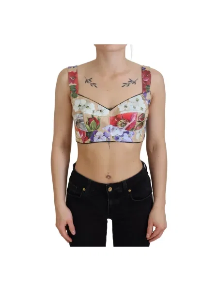 Top Dolce And Gabbana w kwiatki o skróconej długości