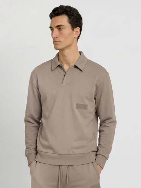 Boss Polokošile S Límečkem Placket šedá