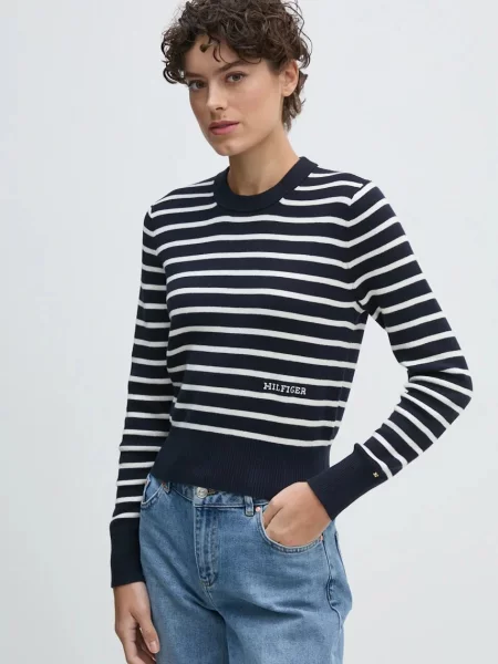 Пуловер Tommy Hilfiger от лека материя тъмносиньо