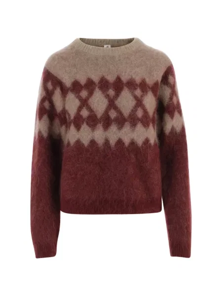 Pulover The Garment cu model argyle de mohair roșu