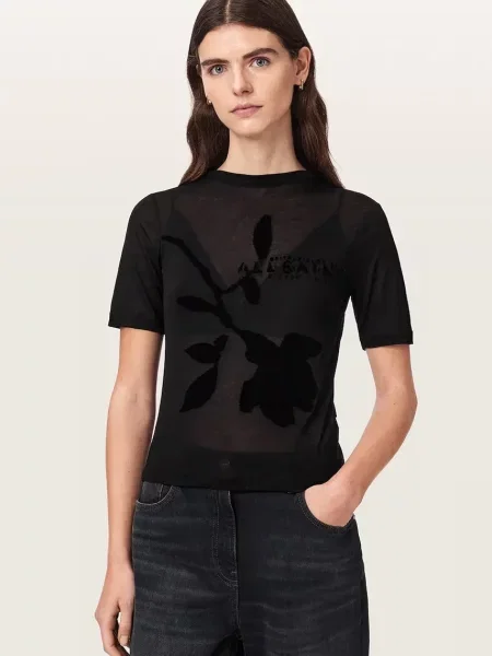 AllSaints tricou pentru femei din modal ATHEA SHEER TEE negru