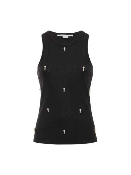 Top Stella Mccartney z perełkami na ramiączkach czarny