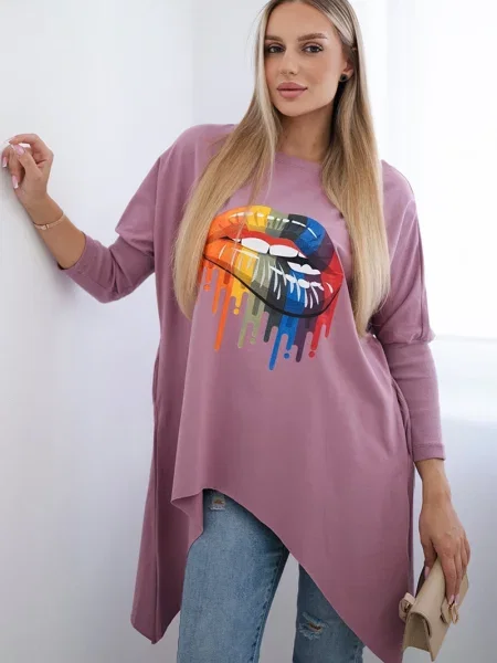 Bluzka Kesi z nadrukiem różowa