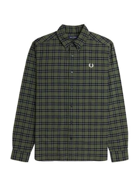 Kockovaná kockovaná košeľa Fred Perry keper zelená