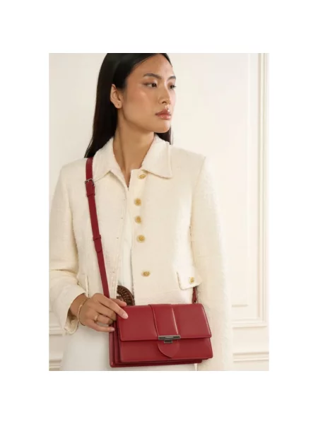 Torebka crossbody Lancaster z klapami czerwona