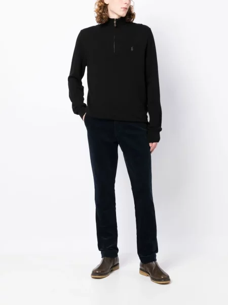 Siuvinėtas pusiau užtrauktukas megztinis Polo Ralph Lauren juoda