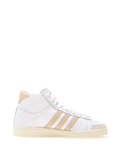 Pălărie Adidas cu dungi cu platformă din jerseu alb