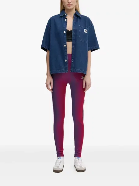 Pantaloni palazzo Adidas cu dungi plisat cu imagine albastru