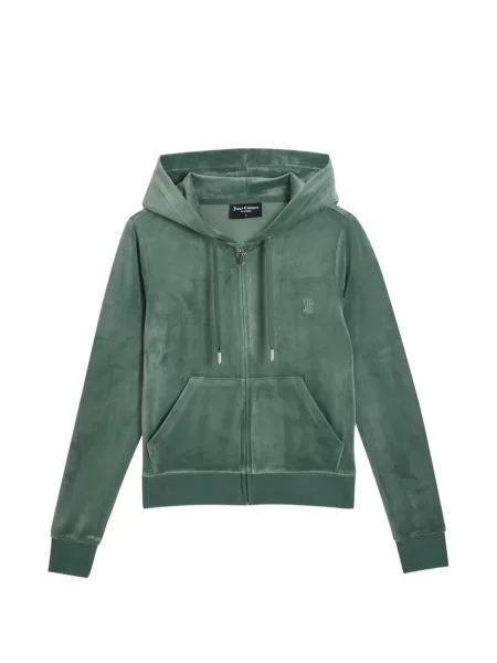 Hanorac cu glugă Juicy Couture din velur verde