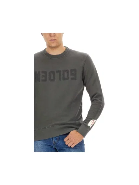 Bluza Golden Goose z logo z dekoltem w serek z dżerseju szara