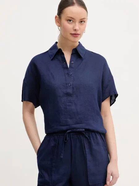 United Colors of Benetton bluza ženska lanena plava
