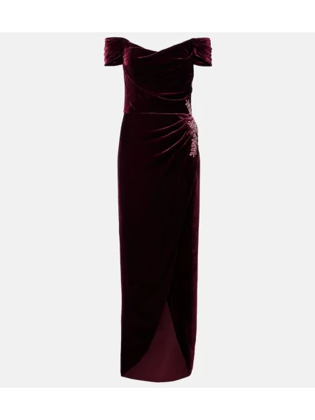 Rochie Costarellos de catifea bordo