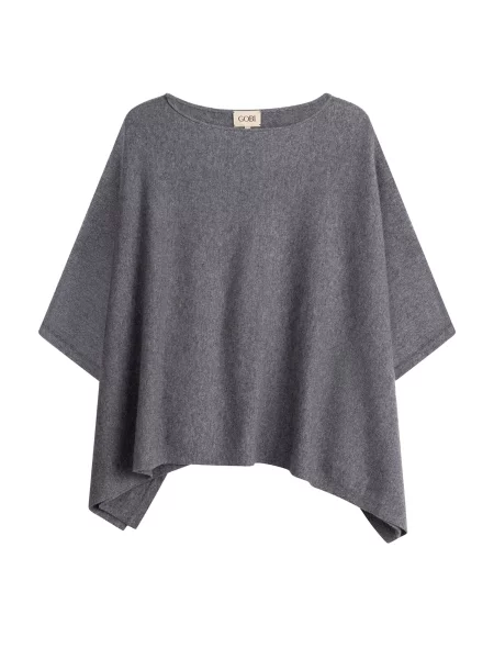 GOBI Cashmere Pulover Women's Boat-Neck Cashmere Poncho' gri