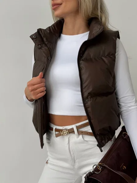 Утеплений жилет Jadone Fashion Skay_chocolate коричневий