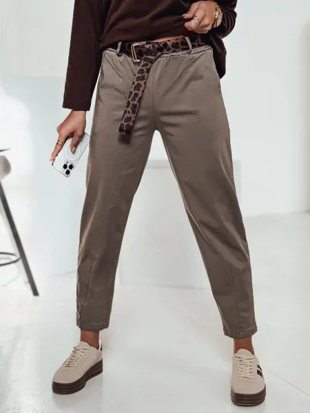 Spodnie one size LEOCINCIN z paskiem khaki Dstreet