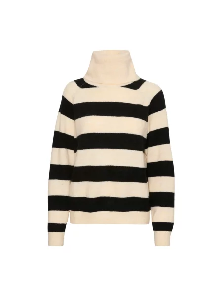 Sweter Saint Tropez wełniany z paskiem czarny