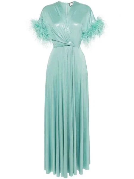 Rochie Nissa cu pene verde