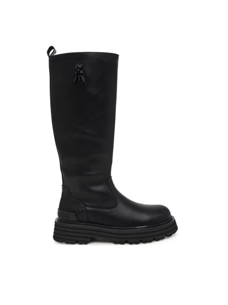 Otroški usnjeni elegantni škornji Patrizia Pepe črna