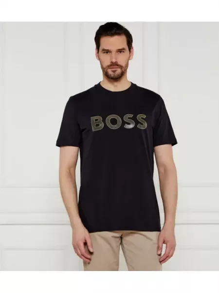 BOSS GREEN Póló TL Logo | stretch fekete