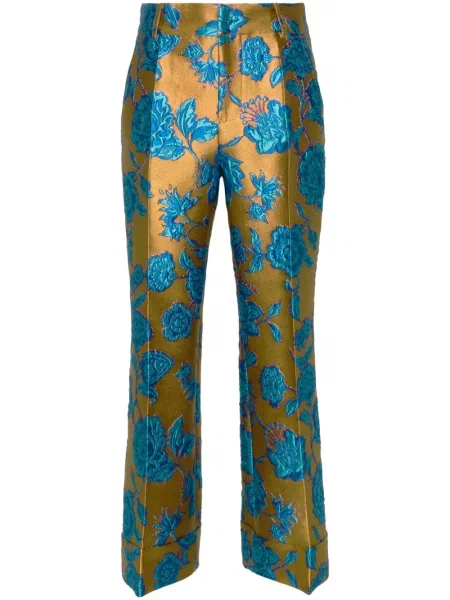 Pantaloni La Doublej din jacard auriu