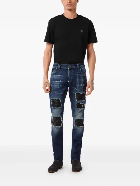 Blugi Philipp Plein zdrențuiți albastru
