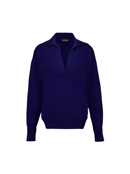 Sweter Tom Ford z dekoltem w serek niebieski