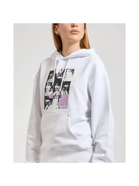 Karl Lagerfeld Jeans bluza z kapturem z nadrukiem biały