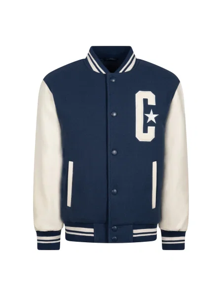 CONVERSE Geacă de primăvară-toamnă VARSITY crem / bleumarin