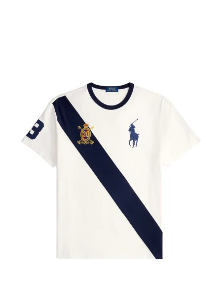Tricou polo Polo Ralph Lauren cu dungi cu două rânduri de nasturi cu aplicații negru