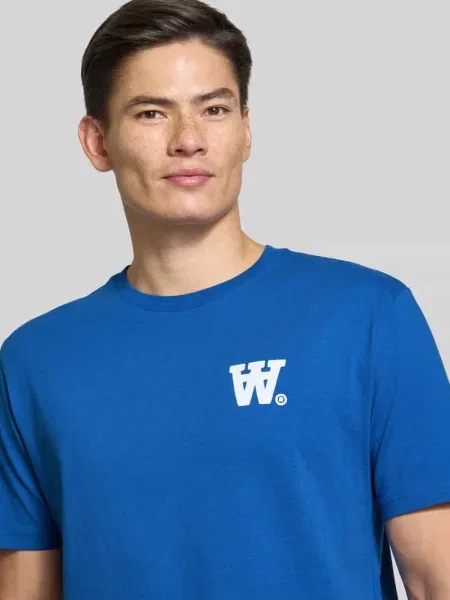 T-shirt z nadrukiem z logo model ‘Ace’ Wood Wood niebieska
