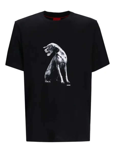 Тениска Hugo с принт черно