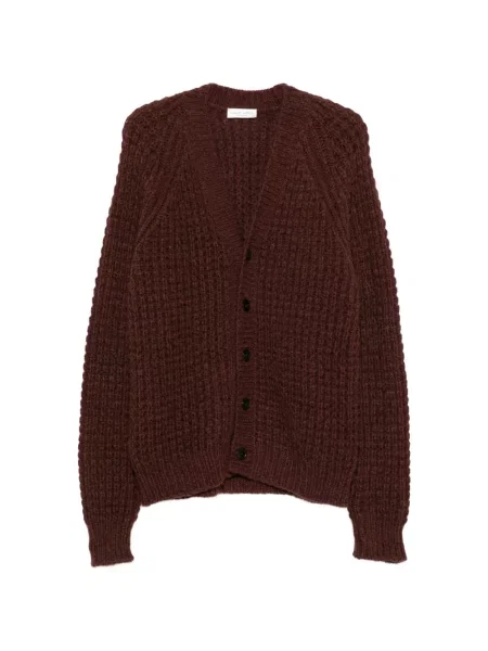 Cardigan Roberto Collina tricotate cu decolteu în V chunky maro