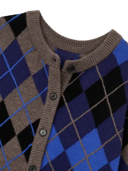 Cardigan Tomboy cu model argyle albastru