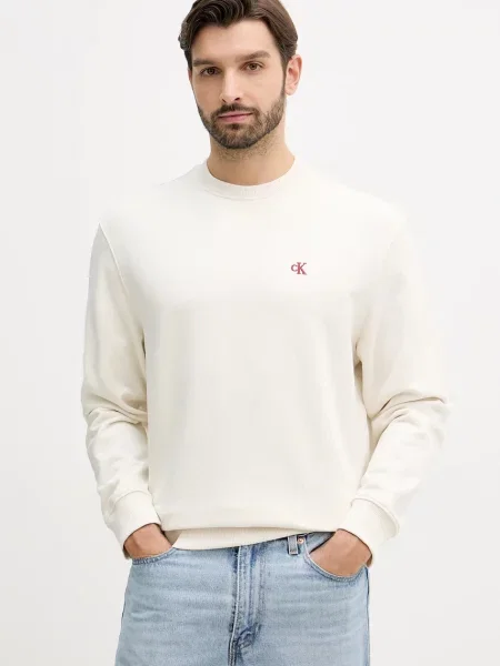 Bluza Calvin Klein Jeans z długim rękawem biała
