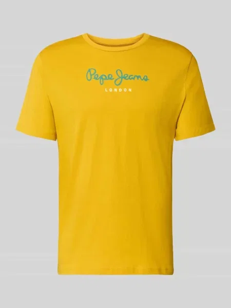 Koszulka z czystej bawełny w kroju regular fit model EGGO' Pepe Jeans żółta
