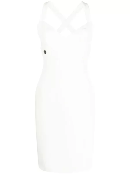 Jedwabna mała sukienka mini Philipp Plein garniturowa biała
