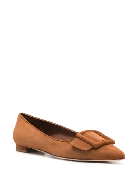 Lodičky Manolo Blahnik bez podpatku hnědé