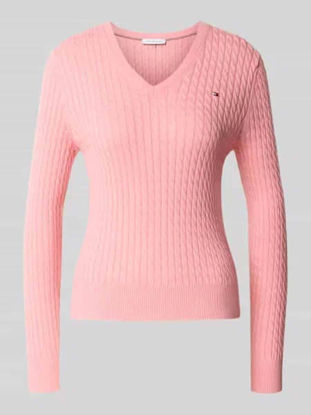 Sweter w kroju regular fit z czystej bawełny Tommy Hilfiger różowy