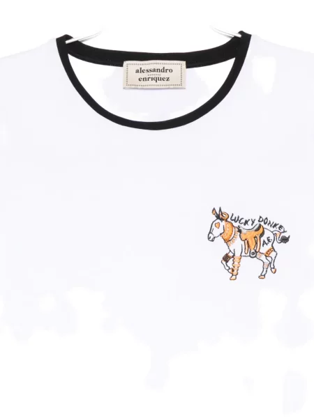 Tricou Alessandro Enriquez cu broderie alb