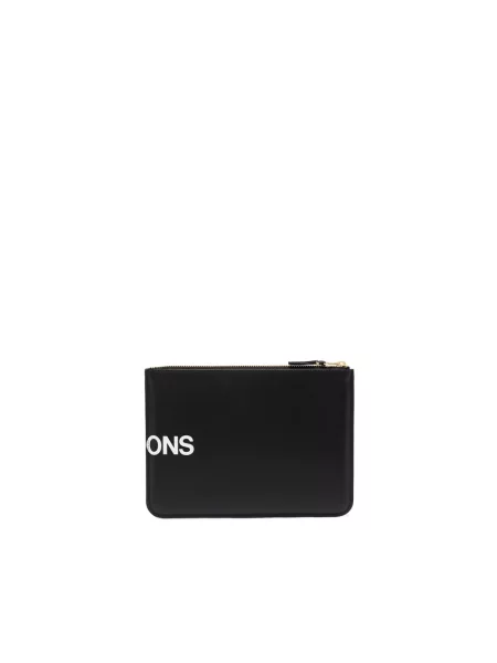 Portfel Comme Des Garcons skórzany z logo czarny