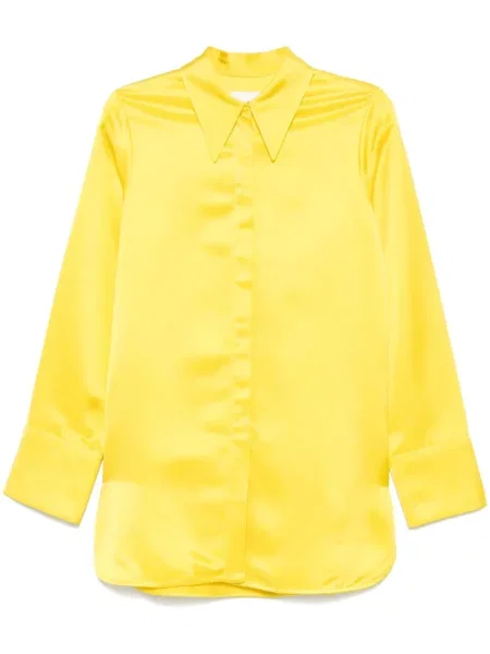 Cămașă Jil Sander din satin galben