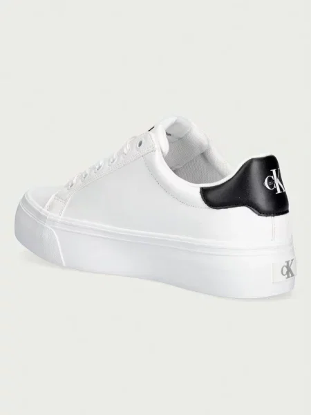 Calvin Klein VULC FLATFORM LACEUP LOW LTH sneakersy skórzane białe
