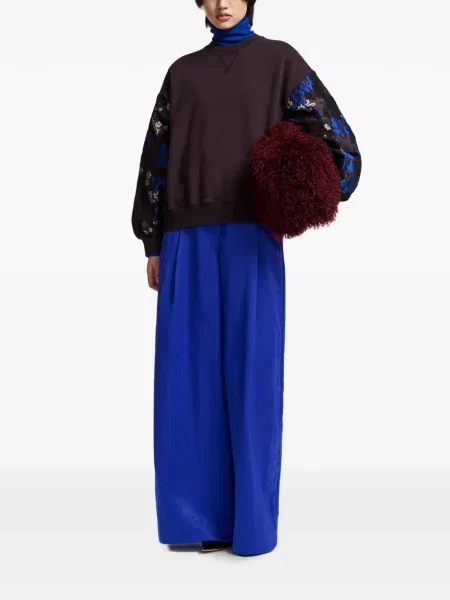 Hanorac Essentiel Antwerp cu model floral din jacard violet