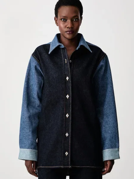 Off-White Half Arrow Mix cămașă din denim pentru femei alb
