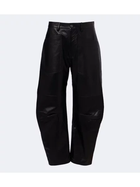 Pantaloni Nili Lotan din piele negru