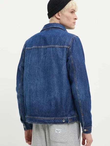 Džínová bunda Wood Wood Ivan Denim přechodná modrá