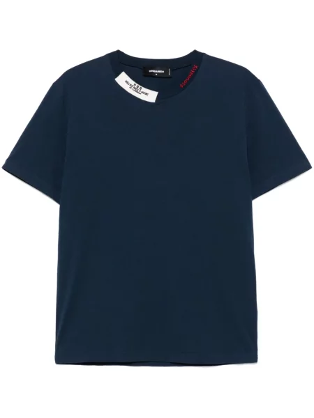 Tricou Dsquared2 cu broderie albastru