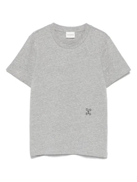 Tricou Closed cu broderie gri