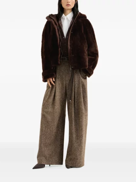 Cardigan Brunello Cucinelli de lână maro