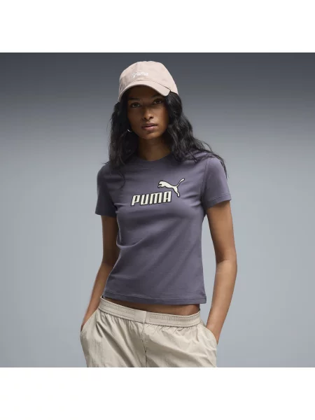 PUMA koszulka Essentials Elevated o wÄ…skim kroju i z logo nr 1 OdzieÅ¼ S szary